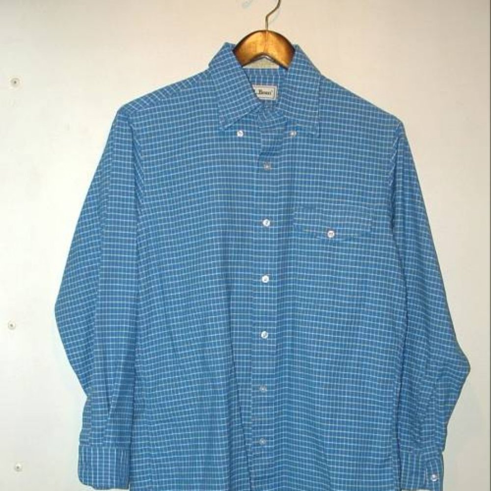 LL Bean 60% cotton single needle  tailoring  men  dress shirt M 15 1/2 33